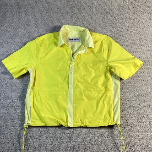Zara Rhugi Neon Yellow Short Sleeve Zip Up Jacket Lightweight Menswear - Picture 1 of 5
